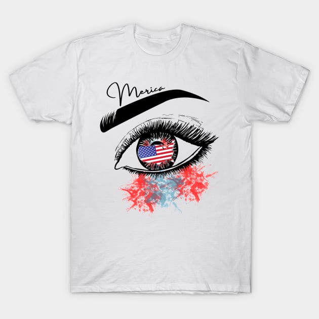 American Flag Eye 4th Of July T-Shirt by JustBeSatisfied